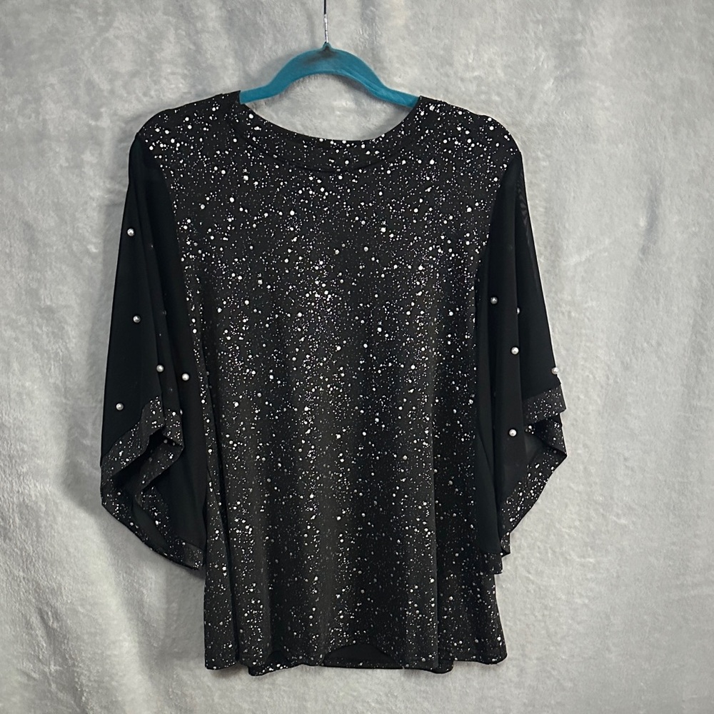 SHEIN Black and Silver Speckled Blouse